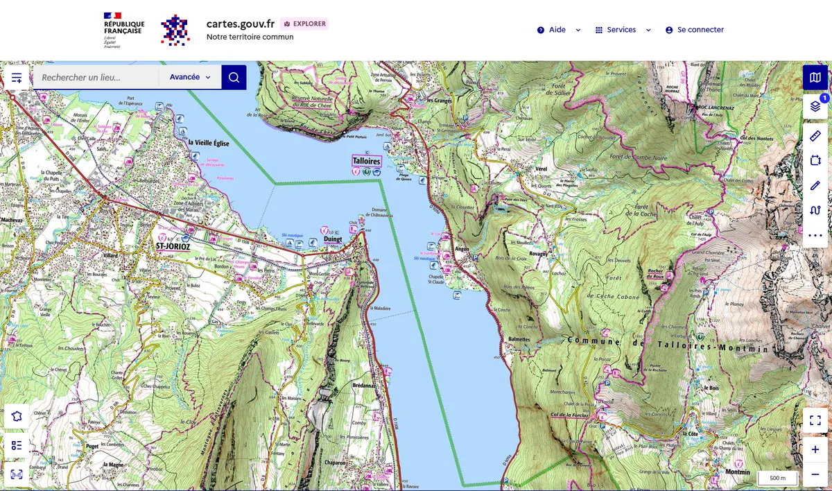 La carte TOPO 25 sur cartes.gouv.fr autour de Talloires, Duingt et du col de la Forclaz