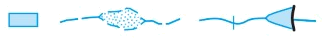 Symboles IGN : Bassin. Cours d’eau temporaire. Cascade. Barrage