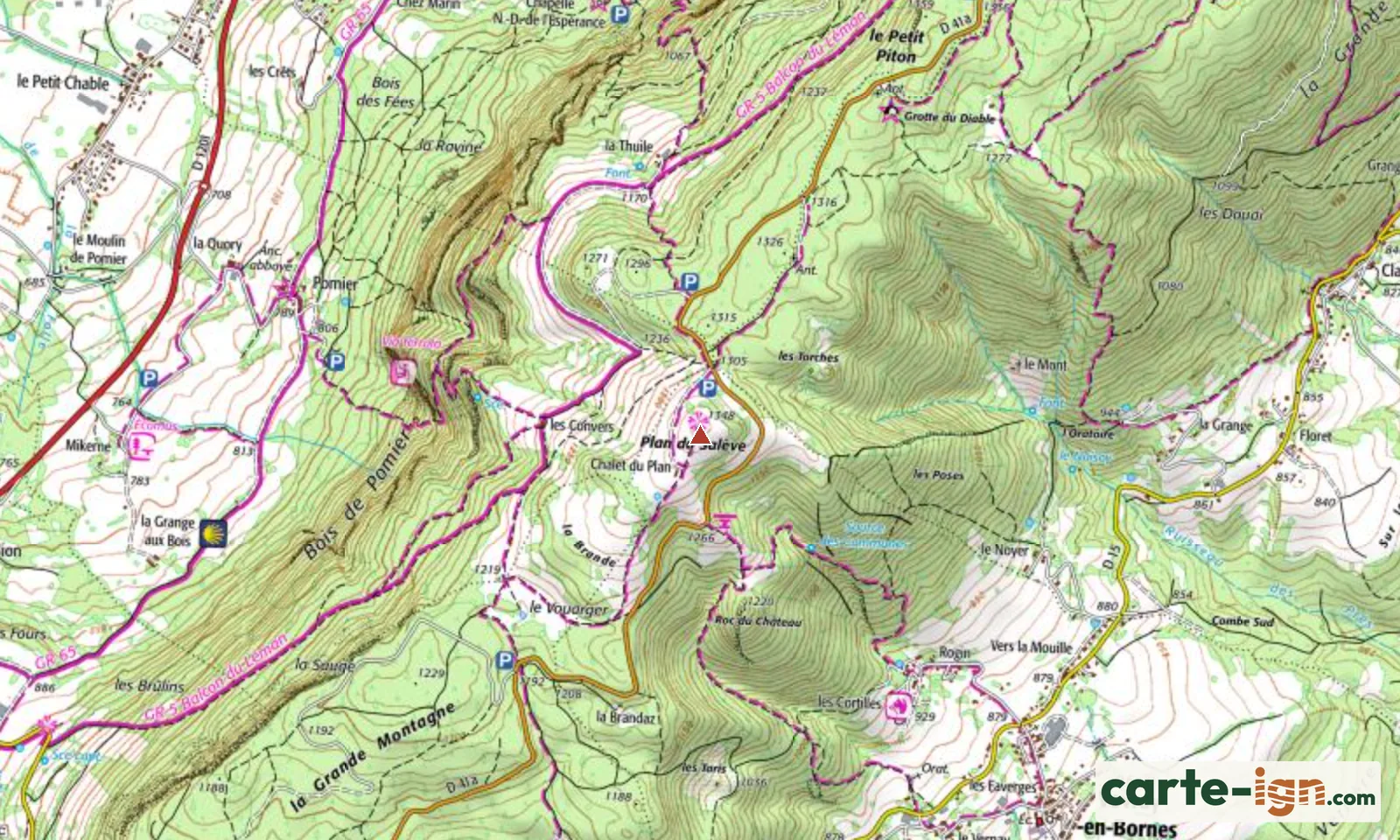 Plan du Salève à Vovray-en-Bornes sur la carte IGN au 1:25 000, carte 3430OT Mont Salève